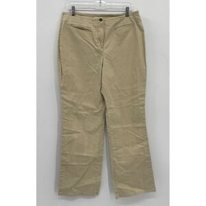 Talbots Dress Pants Women Size 14 Khaki Stretch Straight Leg Small Waist Band